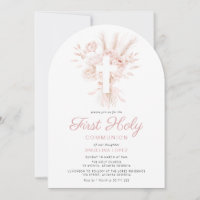 dusty rose pampas floral first communion