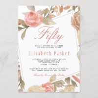 Dusty Rose Peach Cream Floral 50th Birthday Party