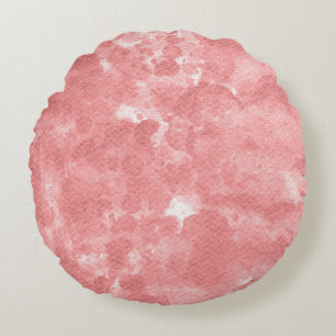 Dusty Rose Peach Watercolor Marble Texture Round Cushion