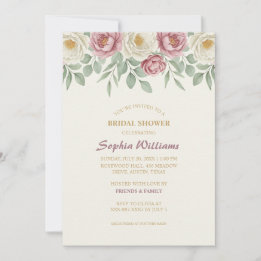 Dusty Rose Peony Bridal Shower Invitation Card