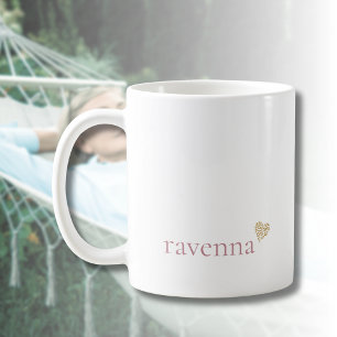 Dusty Rose Personalised Name Gold Leopard Heart Coffee Mug