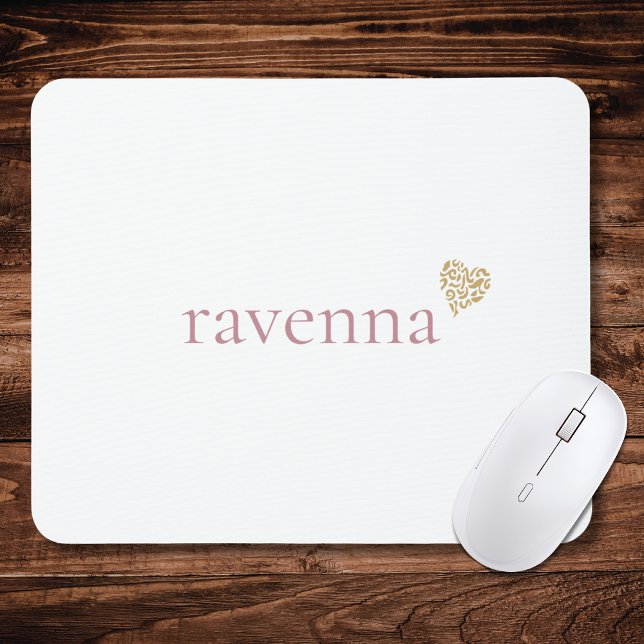 Dusty Rose Personalised Name Gold Leopard Heart Mouse Pad (Creator Uploaded)