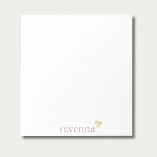 Dusty Rose Personalised Name Gold Leopard Heart Notepad