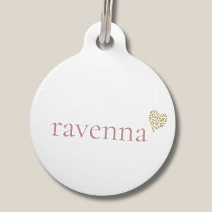 Dusty Rose Personalised Name Gold Leopard Heart Pet Tag