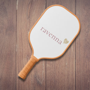 Dusty Rose Personalised Name Gold Leopard Heart Pickleball Paddle