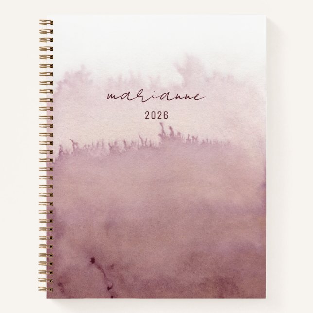 Dusty Rose Personalised Watercolor Script Sketch Notebook (Front)
