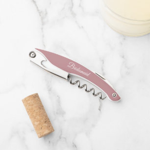 Dusty Rose Personalised Wedding Bridesmaid Corkscrew