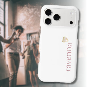 Dusty Rose Personalized Name Gold Leopard Heart