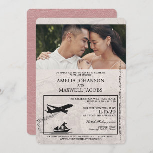 Dusty Rose Philippines Passport Wedding Invitation