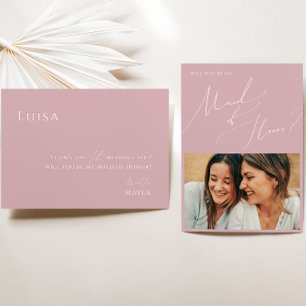 Dusty Rose   Photo Maid of Honour Proposal Card