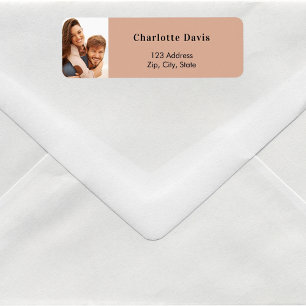Dusty rose photo wedding return address  label