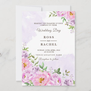 Dusty Rose Pink and Gold Floral Greenery Wedding I Invitation