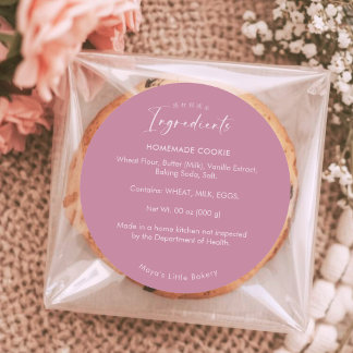 Dusty Rose Pink Bakery Ingredients Classic Round Sticker