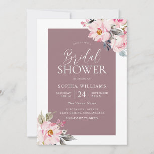 Dusty Rose Pink Blush Floral Bridal Shower Invitation