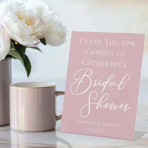 Dusty Rose Pink Bridal Shower Custom Welcome Pedestal Sign
