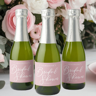 Dusty Rose Pink Bridal Shower Personalised Mini Sparkling Wine Label