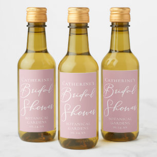 Dusty Rose Pink Bridal Shower Personalised Mini Wine Label