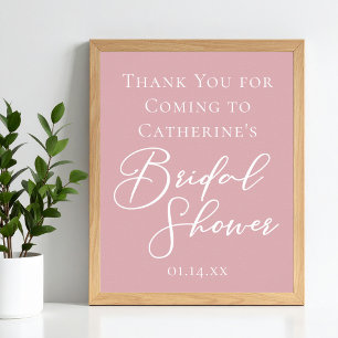 Dusty Rose Pink Bridal Shower Personalised Poster
