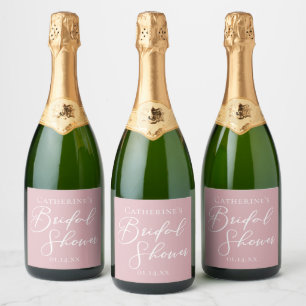 Dusty Rose Pink Bridal Shower Personalised Sparkling Wine Label