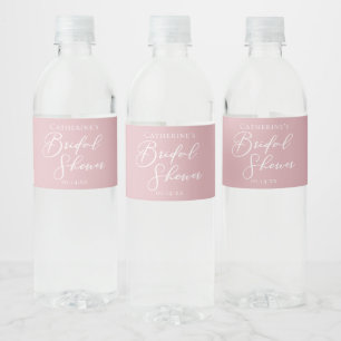Dusty Rose Pink Bridal Shower Personalised Water Bottle Label