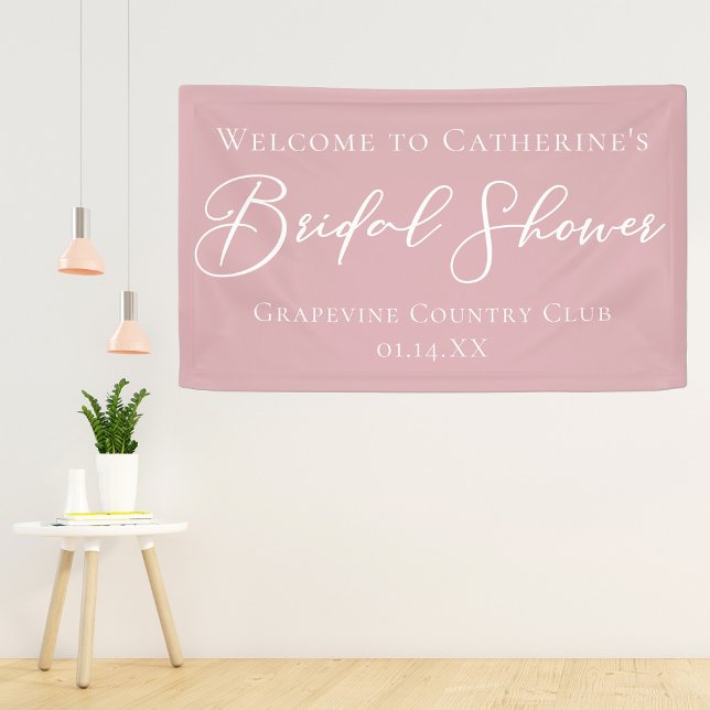 Dusty Rose Pink Bridal Shower Personalised Welcome Banner (Creator Uploaded)