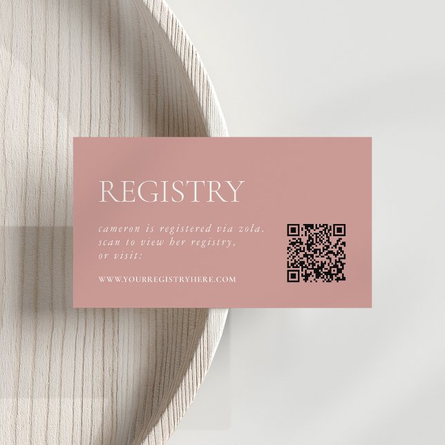 Dusty Rose Pink | Bridal Shower Registry QR Enclosure Card (Creator Uploaded)