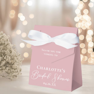 Dusty Rose Pink Bridal Shower White Personalised Favour Box