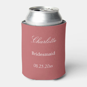 Dusty Rose Pink Bridesmaid Favour Can Cooler