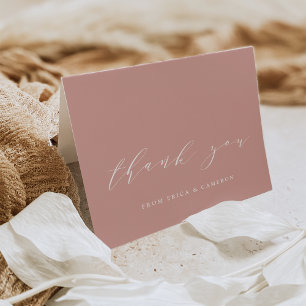 Dusty Rose Pink Calligraphy Personalised Thank You Card