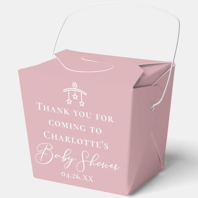 Dusty Rose Pink Chic Custom Baby Shower Fortune Favour Box (Front)