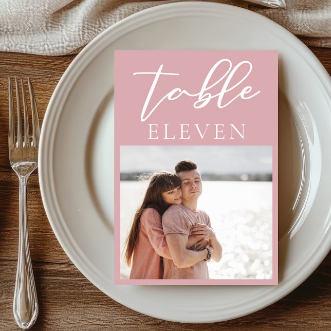 Dusty Rose Pink Couple Photo Wedding Table Number (Creator Uploaded)