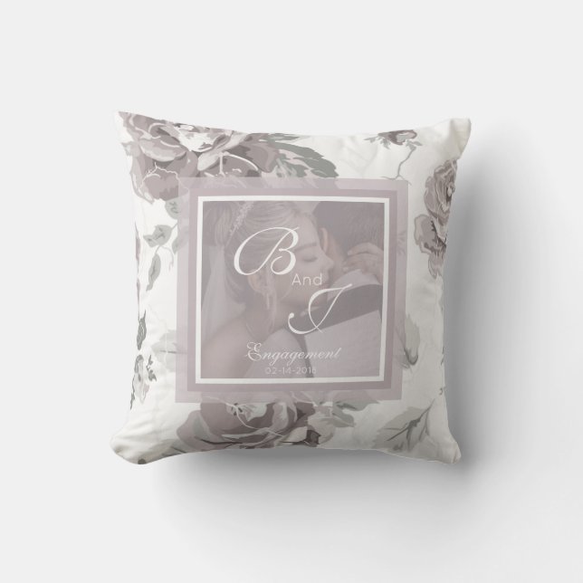 Dusty rose pink custom engagement keepsake  cushion (Front)