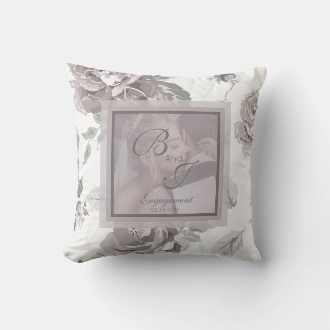 Dusty rose pink custom engagement photo keepsake  cushion (Front)