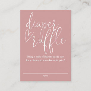 Dusty Rose Pink Diaper Raffle Baby Shower Enclosure Card