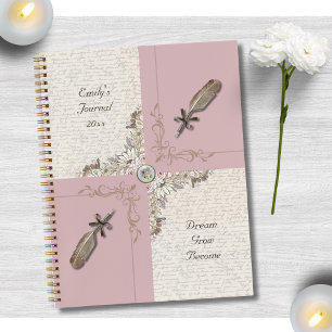 Dusty Rose Pink Diary Cottagecore Style Notebook