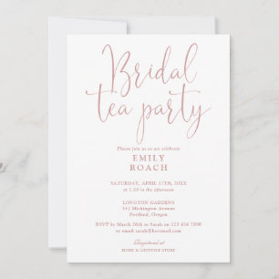 Dusty Rose Pink  Elegant Bridal Tea Party Shower Invitation