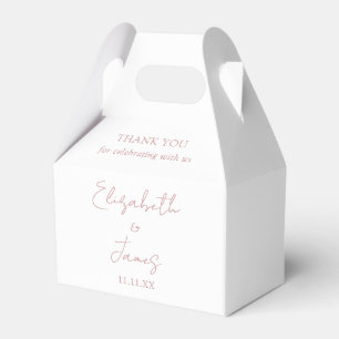 Dusty Rose Pink Elegant Script Wedding Thank You Favour Box