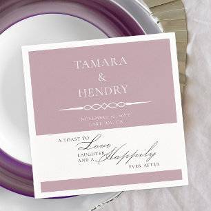 Dusty Rose Pink Elegant Wedding Toast Personalised Napkin