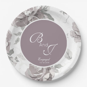 Dusty rose pink engagement party paper pla plate