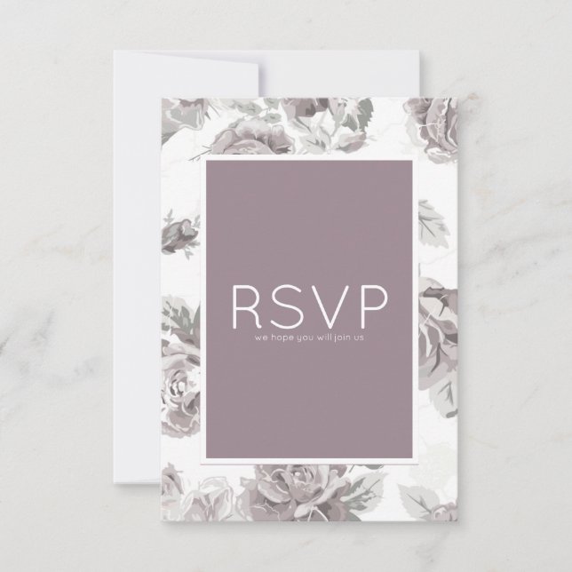 Dusty rose pink engagement party RSVP card (Front)