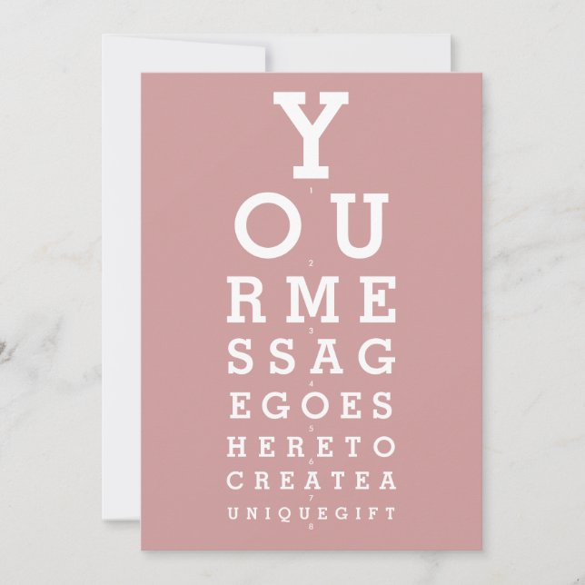 Dusty Rose Pink Eyesight Test Custom Message Invitation (Front)