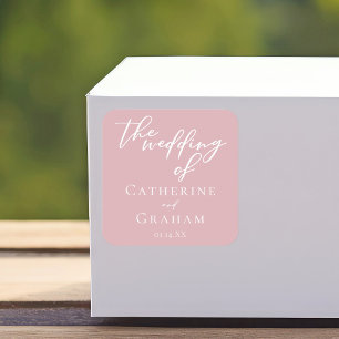 Dusty Rose Pink Feminine Typography Wedding Square Sticker