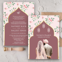 Dusty Rose Pink Floral Anand Karaj Sikh Wedding