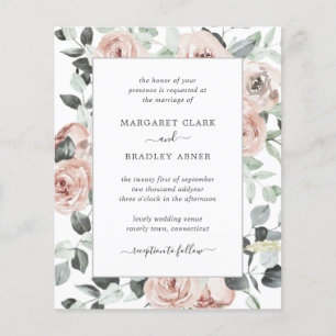 Dusty Rose Pink Floral Budget Wedding Invitation Flyer