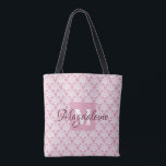 Dusty Rose Pink Floral Chic Damask Monogram & Name Tote Bag<br><div class="desc">This beautiful over the shoulder tote bag features a classic white damask pattern over a dusty rose or pink background. The design is personalised with a monogram initial letter as well as an elegant script name giving it a simple modern style with vintage overtones of the Victorian era. Perfect for...</div>