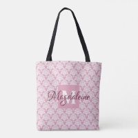 Dusty Rose Pink Floral Chic Damask Monogram & Name
