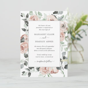 Dusty Rose Pink Floral Sage Greenery Wedding Invitation