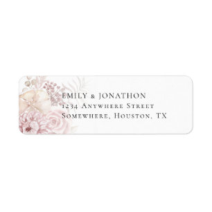 Dusty Rose Pink Floral Wedding Name Return Address Label