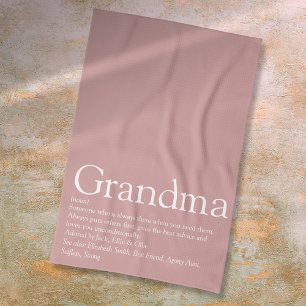 Dusty Rose Pink Grandma Granny Definition Tea Towel