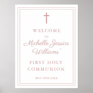 Dusty Rose Pink Holy Communion Welcome Sign